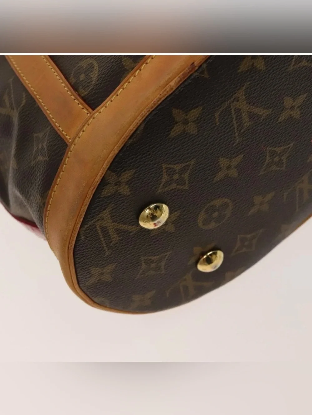 👜 LOUIS VUITTON Ruby Neo Bucket Tote Monogram Authentic Brown Red Shoulder Bag
